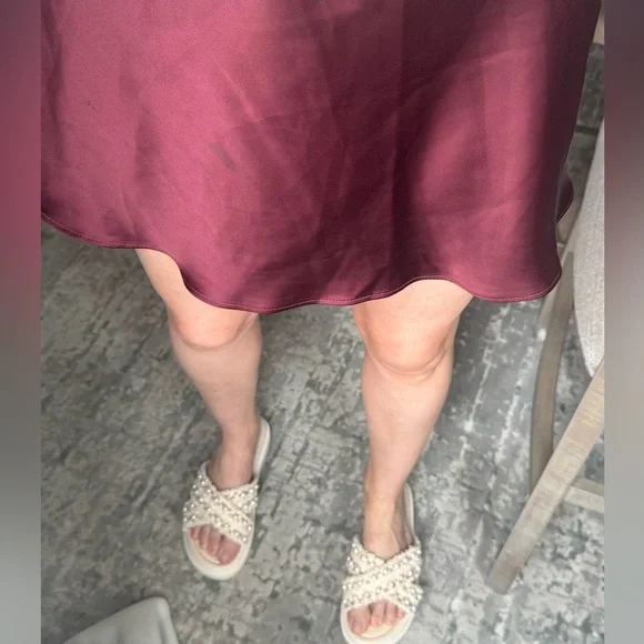 Elegant Maroon Burgundy Satin Skirt - Picture 13 of 14